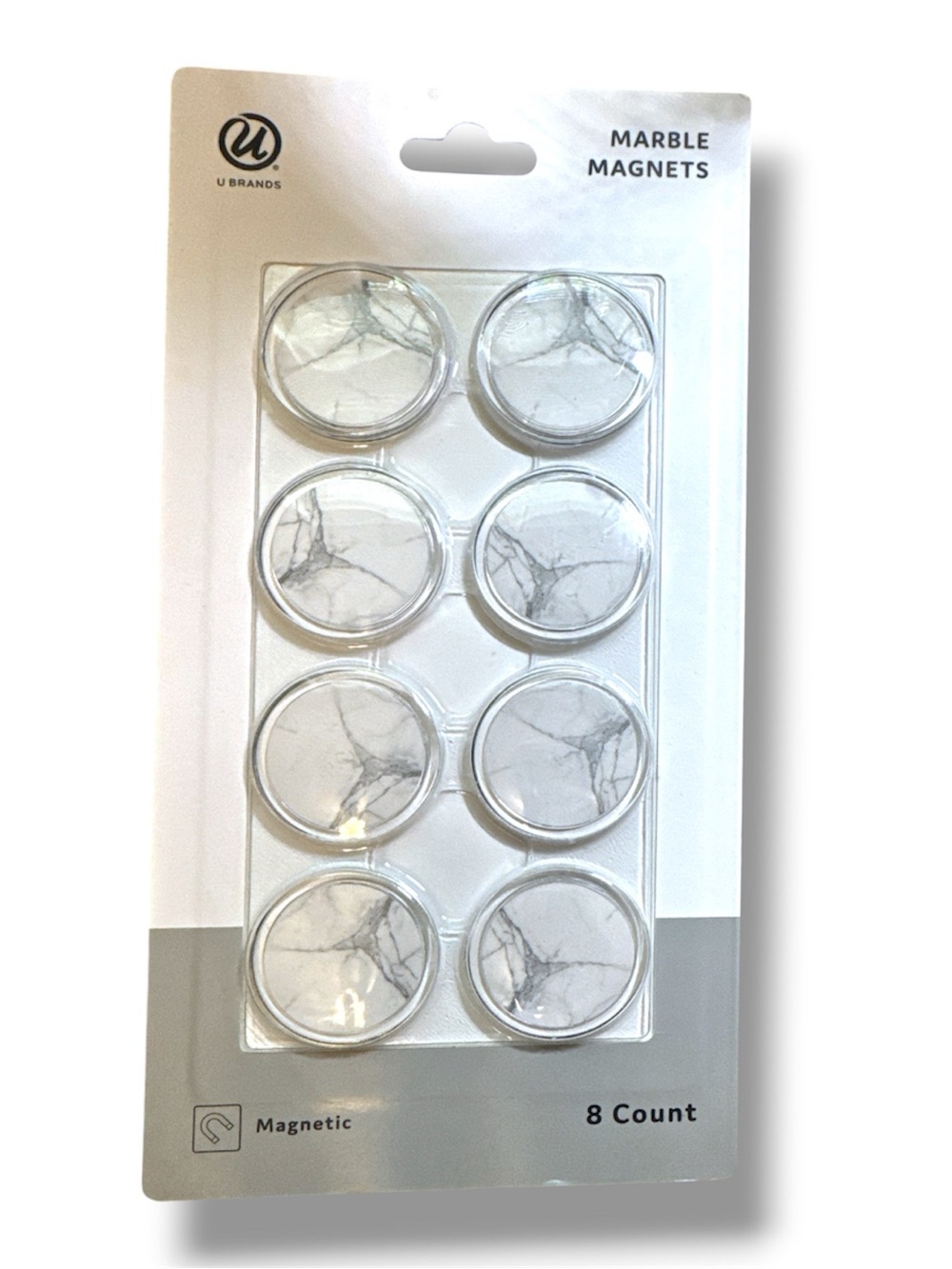 U Brands White Marble Magnets - 8 Pack